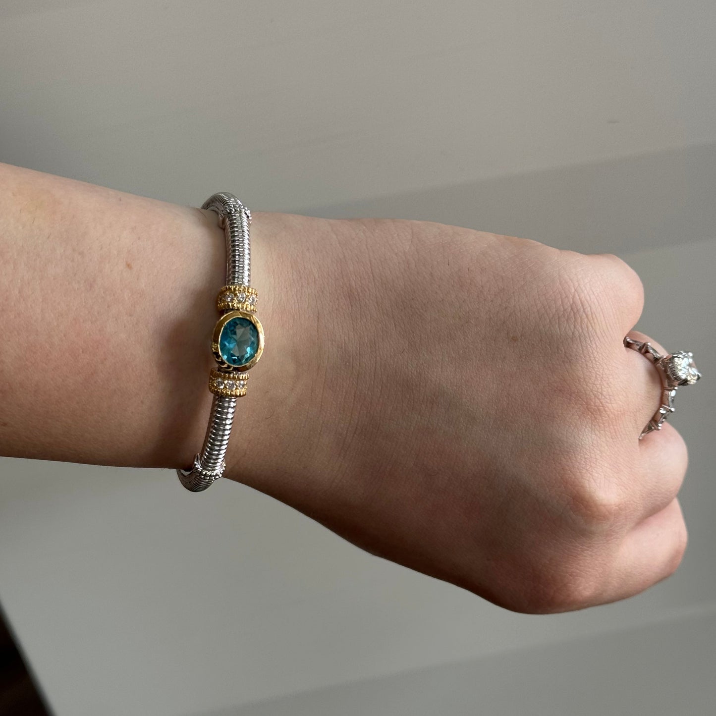 Silver Bracelet with blue stone
