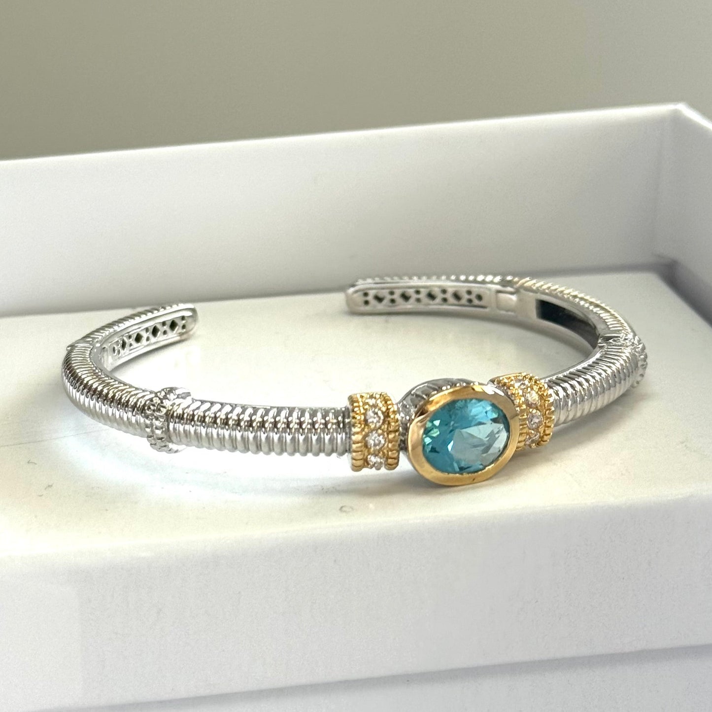 Silver Bracelet with blue stone