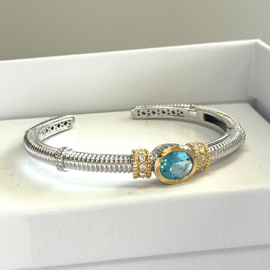 Silver Bracelet with blue stone