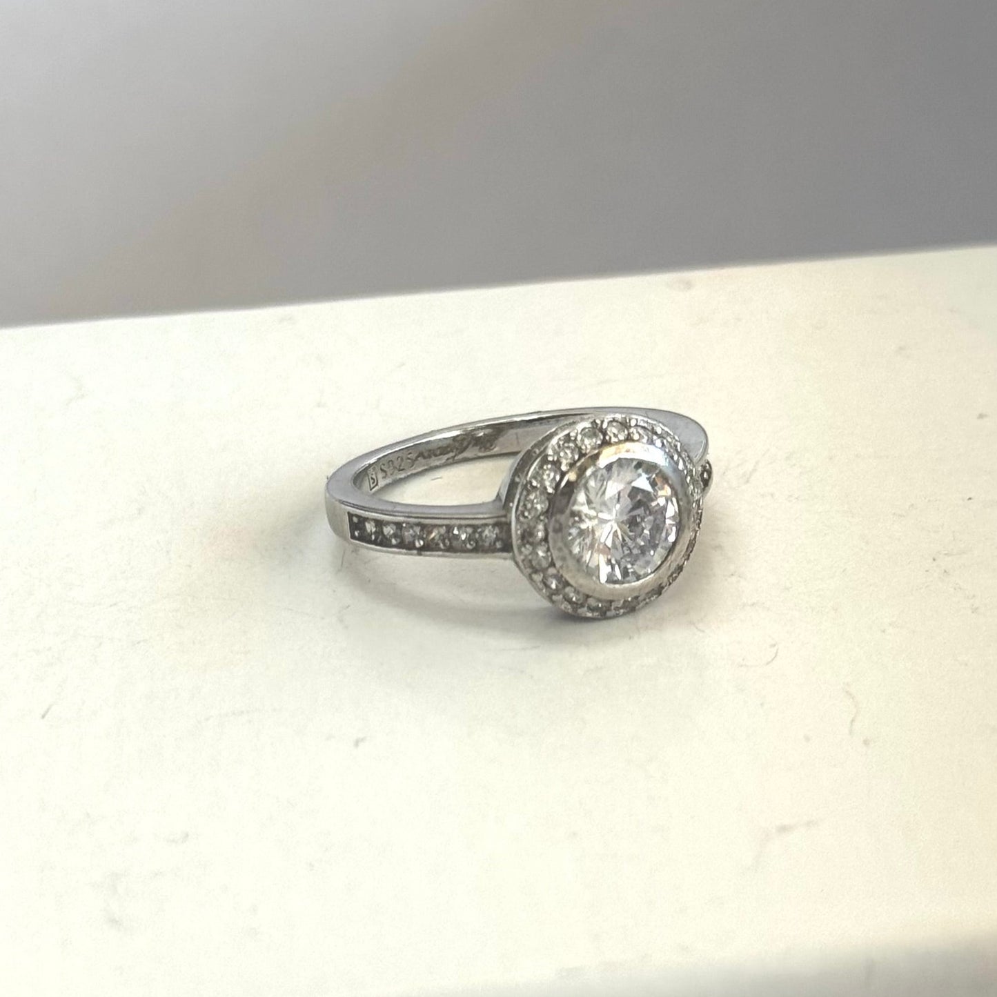 Circle Cubic Zirconia engagement ring with halo #252