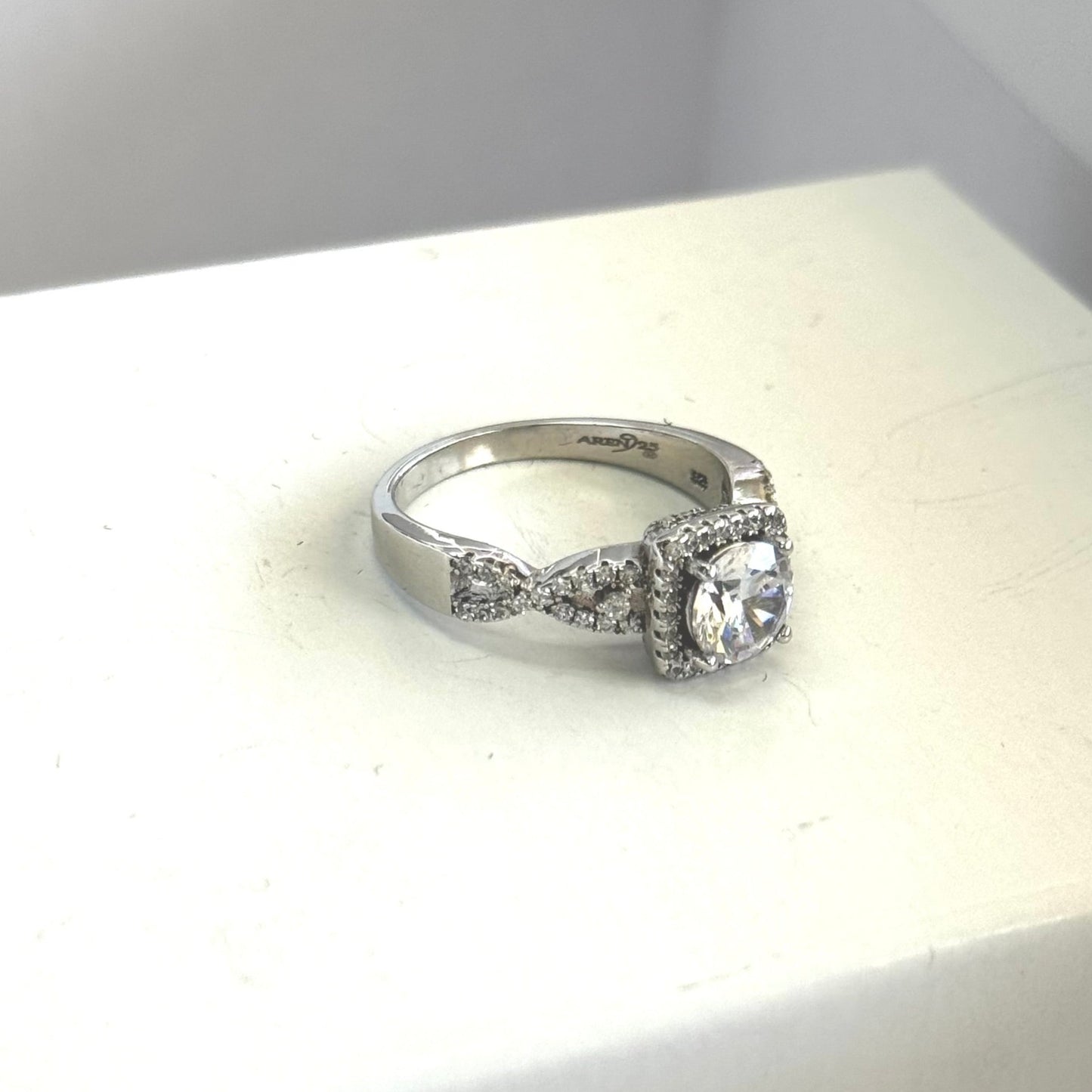 Circle Cubic Zirconia Ring with square halo #248