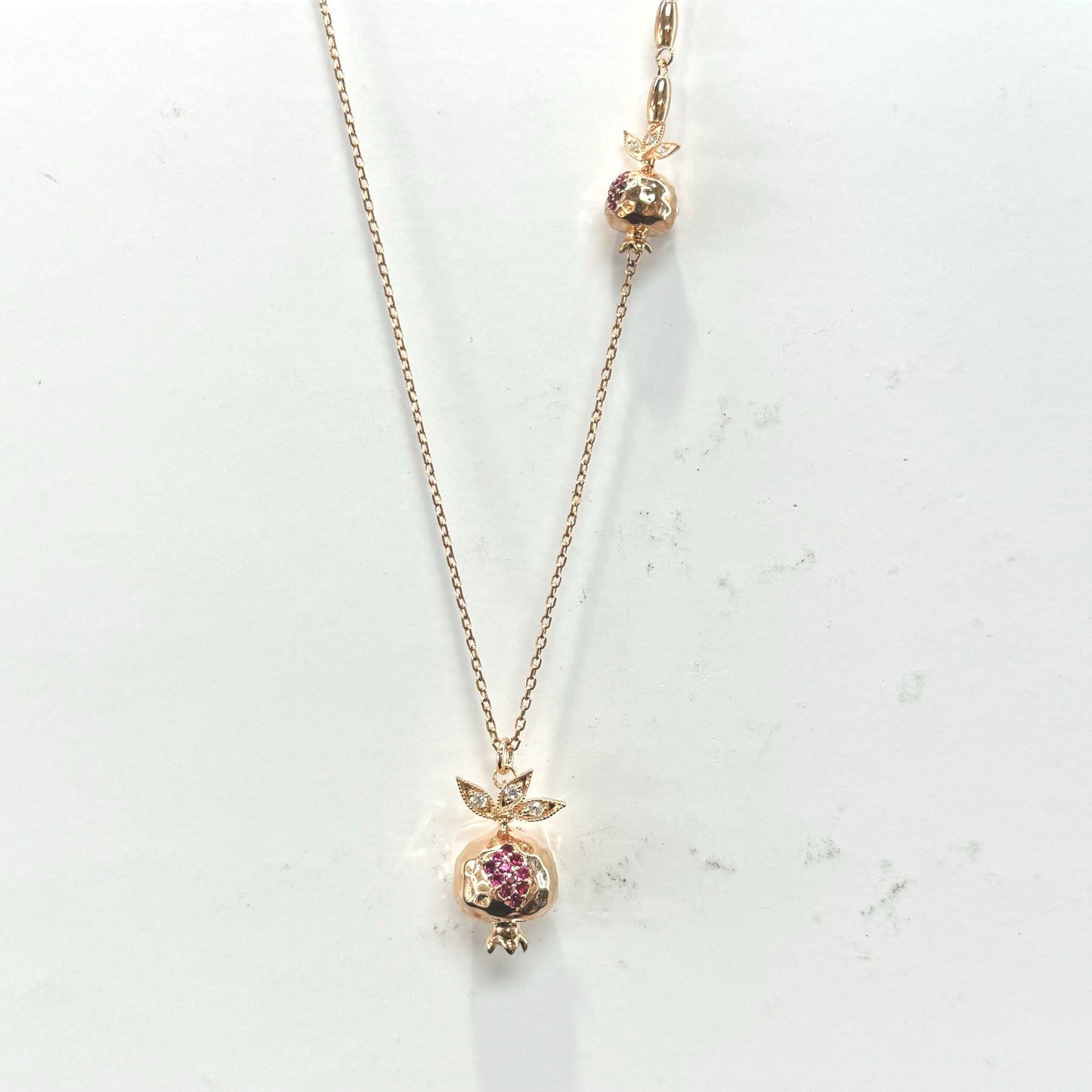 Pomegranate necklace with long chain #004