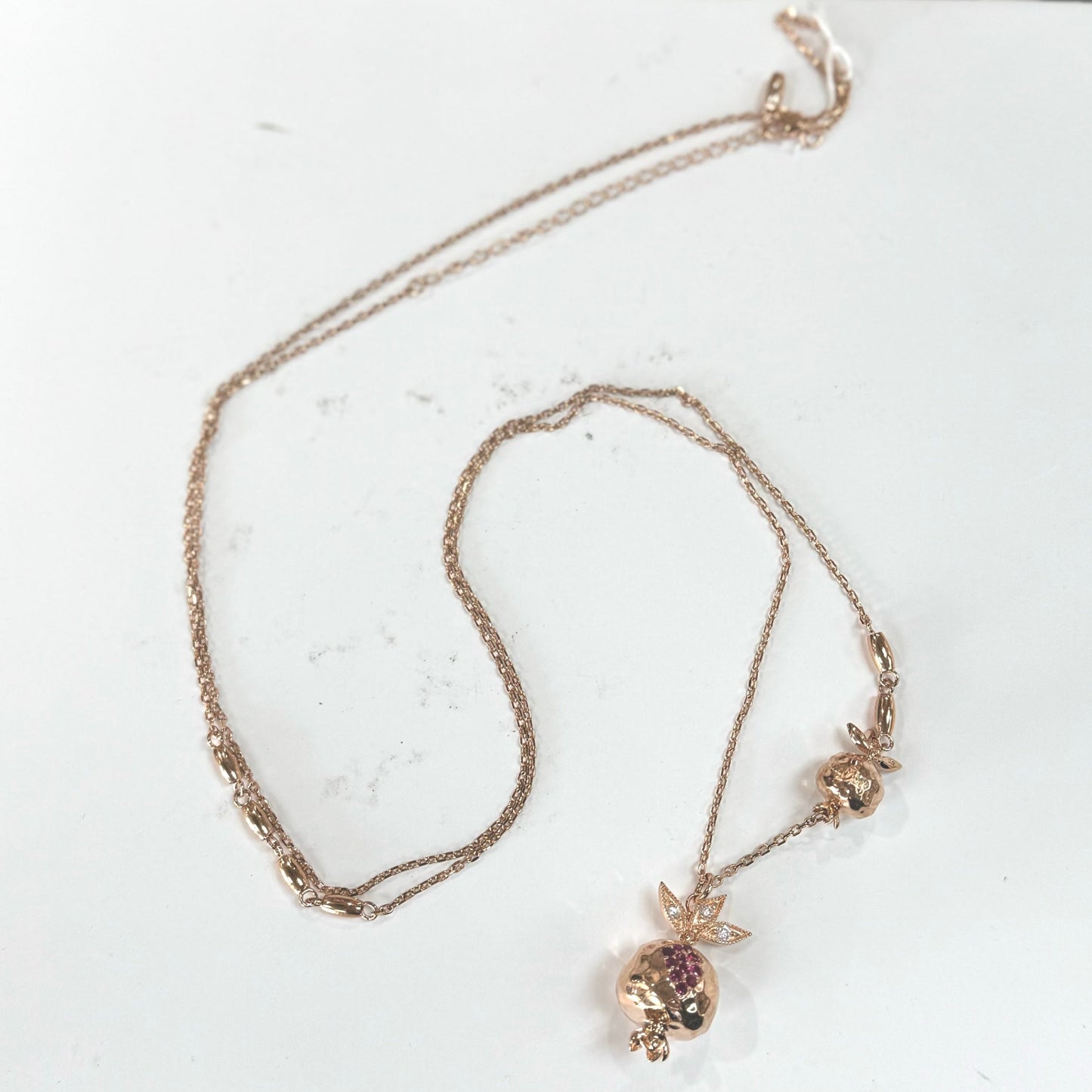 Pomegranate necklace with long chain #004