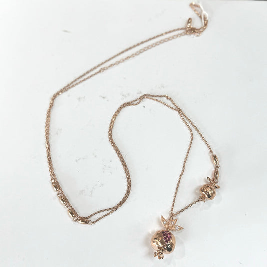 Pomegranate necklace with long chain #004