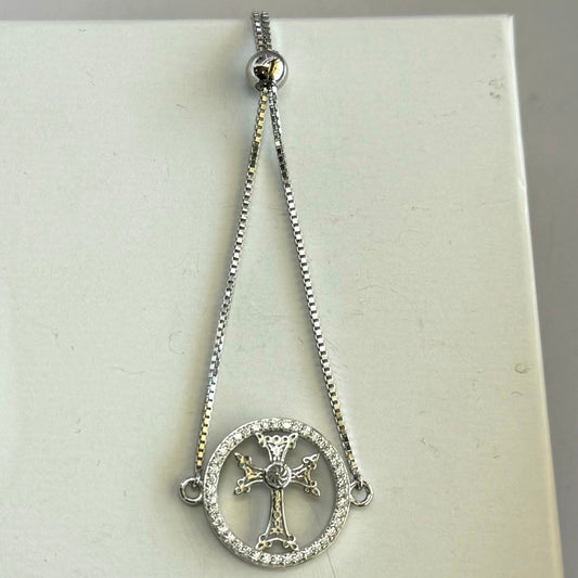Cross Bracelet silver rope strap