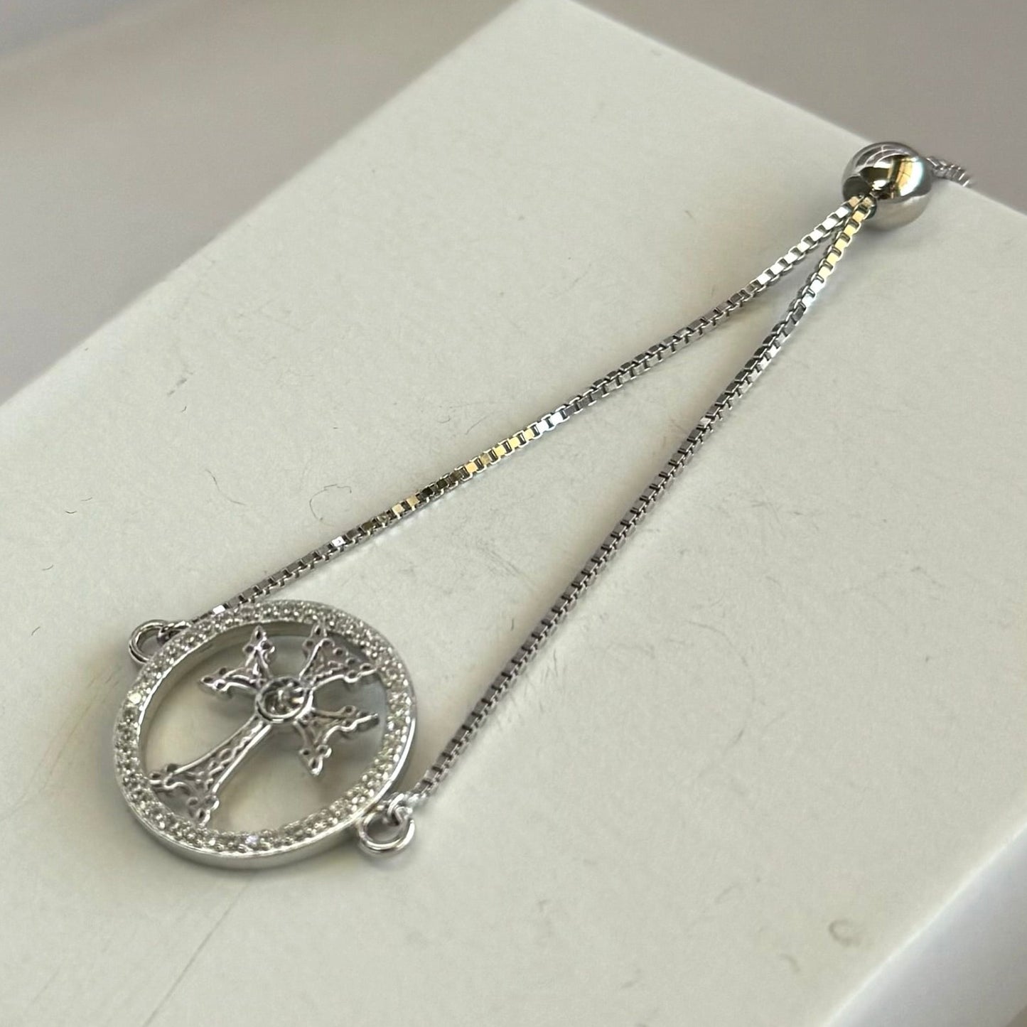 Cross Bracelet silver rope strap