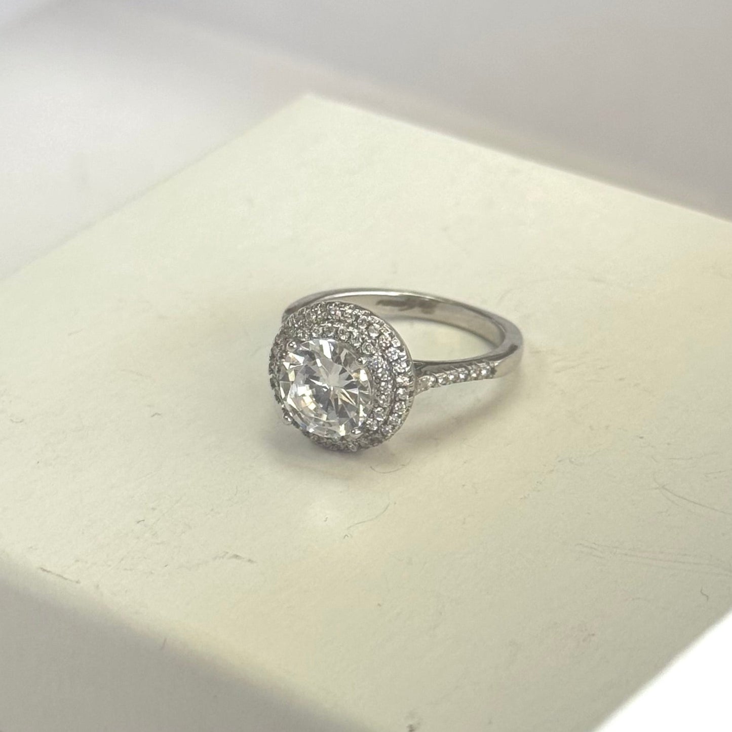Circle Cut Cubic Zirconia Ring with double halo #336