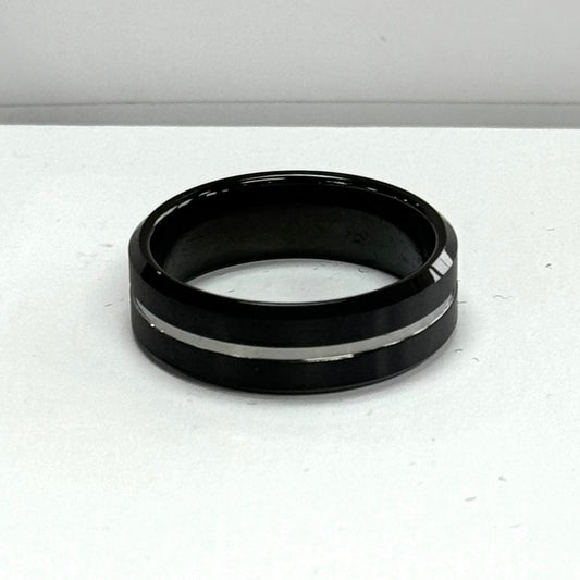 Black and silver men's ring #315