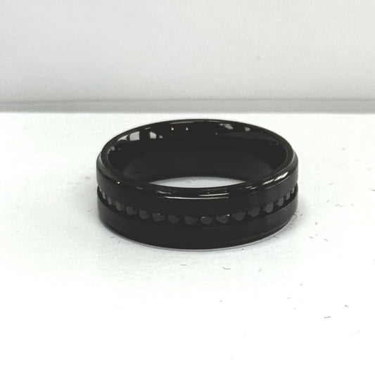 Men's Black ring with black stones #338