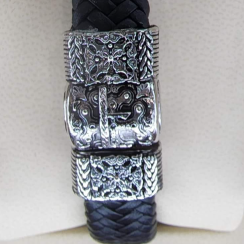 Leather Magnet Silver bracelets #122